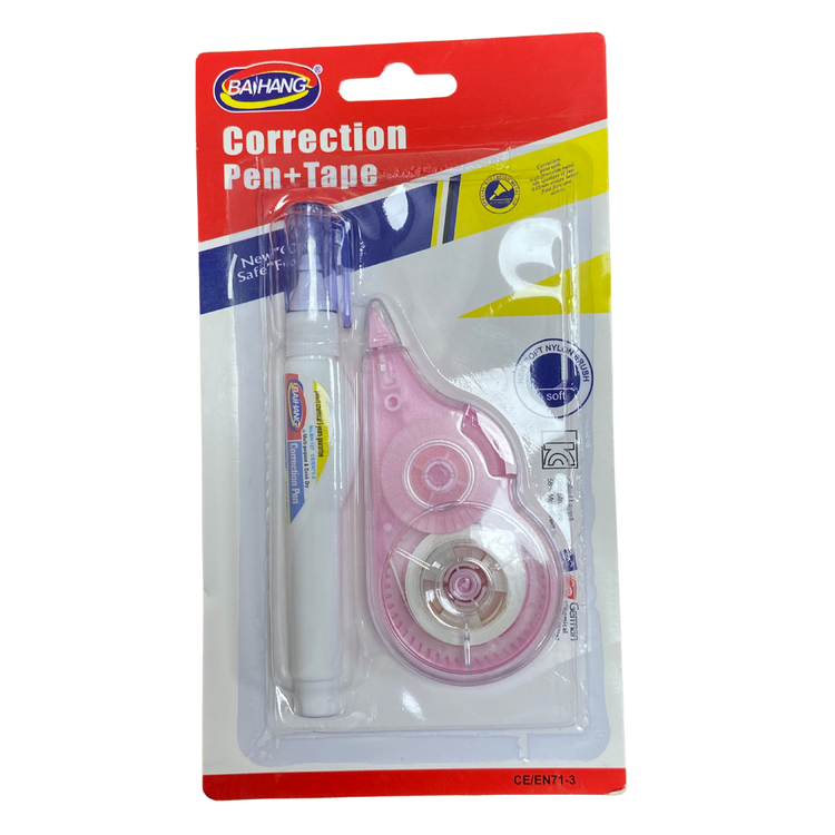 Farmacias Savia escolar correction set with pencil corrector and correction tape, 2-piece pack for accurate editing.