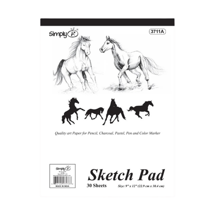 Farmacias Savia Libreta Sketch Pad Simply A+ 9x12 inches with 30 sheets, ideal for school sketching and drawing projects.