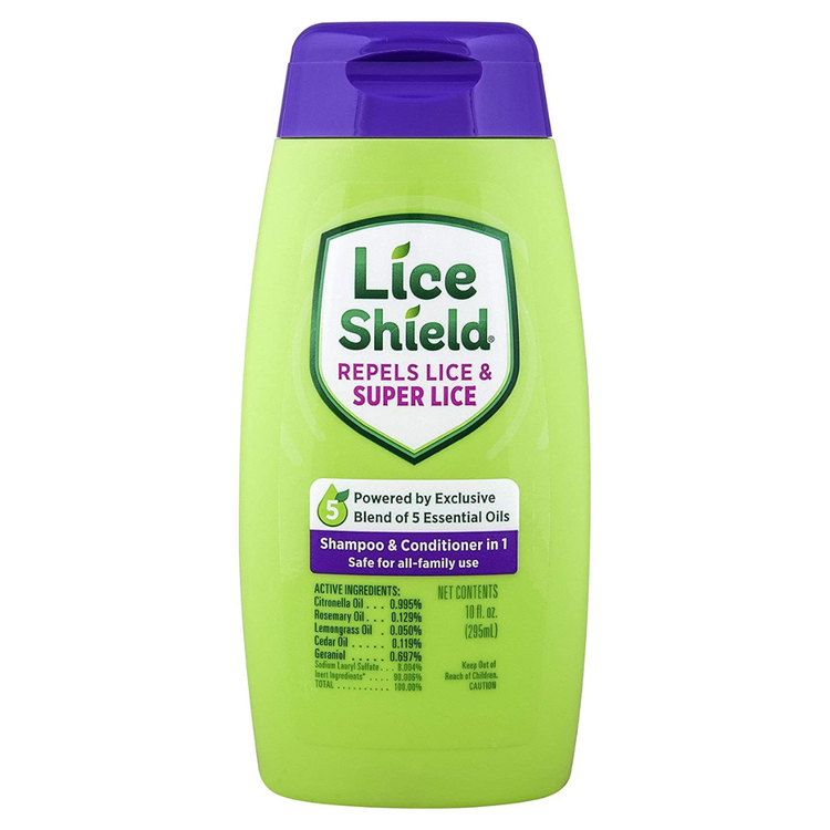Farmacias Savia Lice Shield spray for hair, repels lice and super lice, 10 fl oz bottle, natural hair care product.