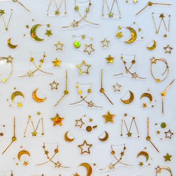 Cutie Pop Nail Shop "In the Name of the Moon" nail strips featuring celestial moon designs on white background.