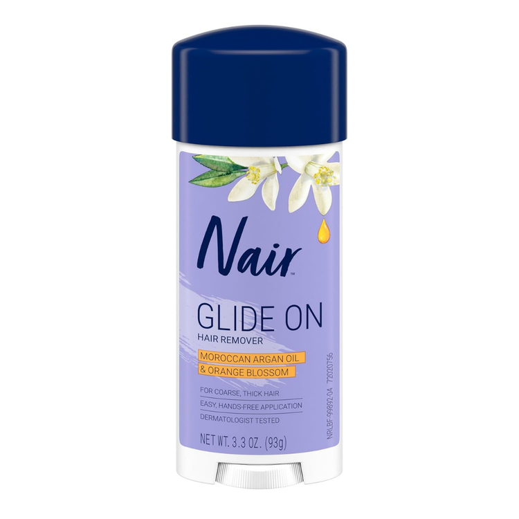 Nair Glide-On Hair Remover Cream for Normal Skin in 3.3 oz tube, dermatologist-tested skincare product with smooth application