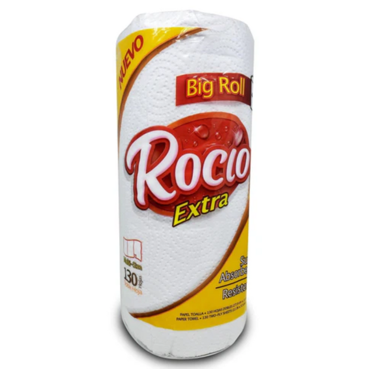 Farmacias Savia Rocío Extra Big Roll Paper Towel showing a large, multi-sheet paper towel roll on a plain background.