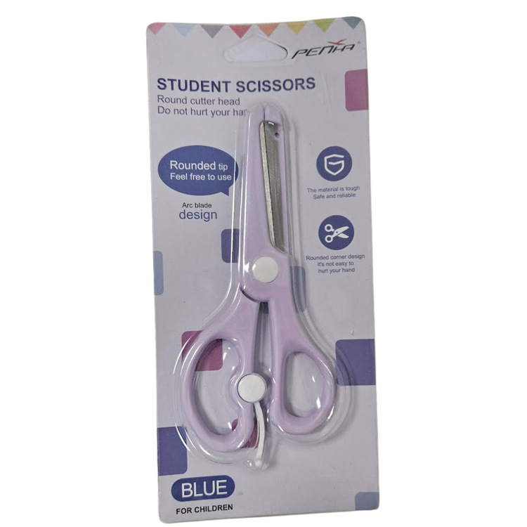 Child-safe school scissors with rounded tips from Farmacias Savia, ergonomic design for young students&