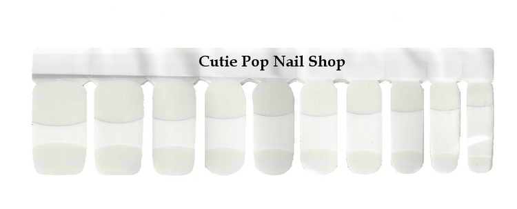 White French tip nail strips by Cutie Pop Nail Shop, featuring elegant, ready-to-apply nail designs for a classic manicure look.