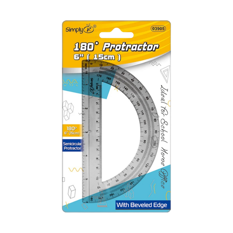 Escolar 180° transportador de 6 cm de Farmacias Savia, con marcas y escala para medición y dibujo preciso.