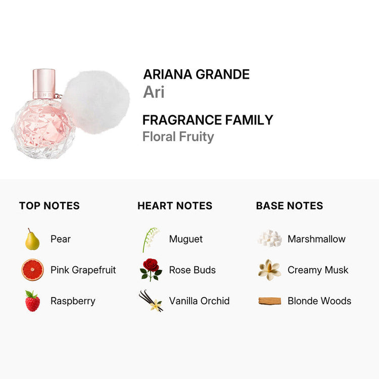 Ariana Grande Ari Eau de Parfum Spray Tester for Women, 3.4oz, featuring a sleek floral fragrance bottle.