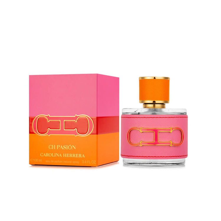 Carolina Herrera CH Pasión EDP perfume for women in 3.4 oz bottle, elegant fragrance with floral and spicy notes.