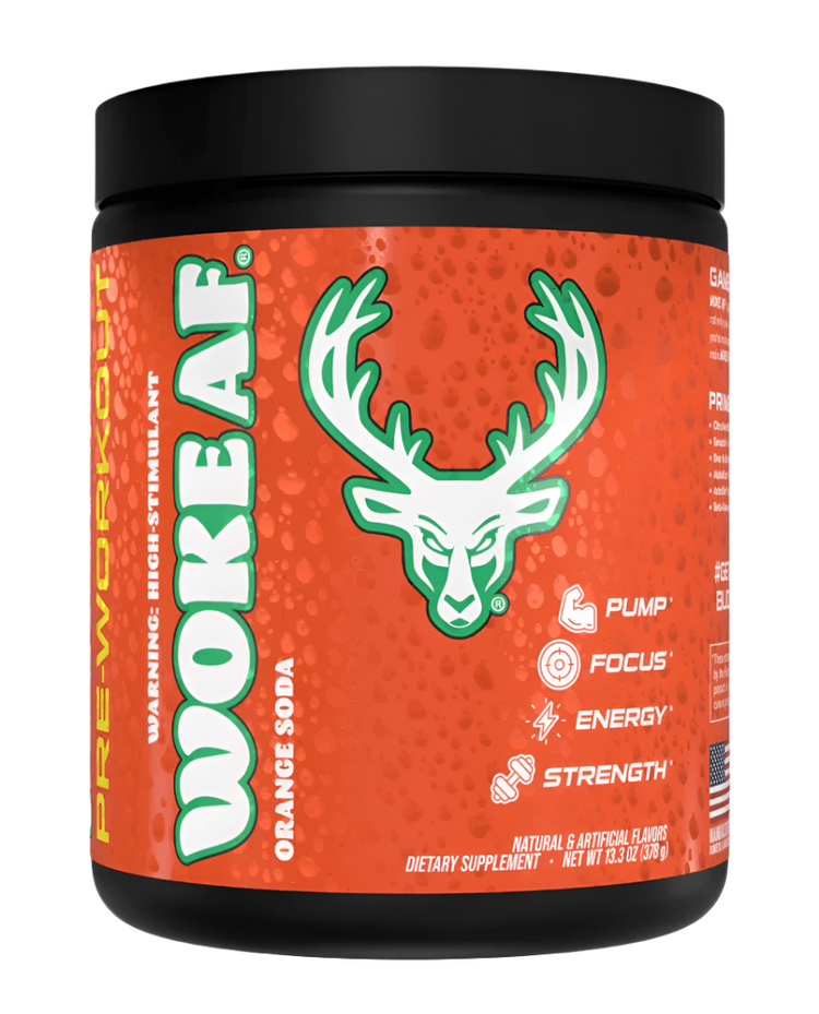 Bucked Up WOKE AF high-stimulant pre-workout powder by Comito Wellness in blue packaging, designed for energy and focus.
