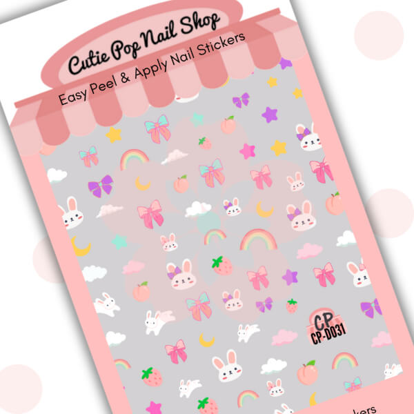 Dreamy Bunny nail art design featuring a cute bunny motif on a pastel-colored nail, from Cutie Pop Nail Shop.