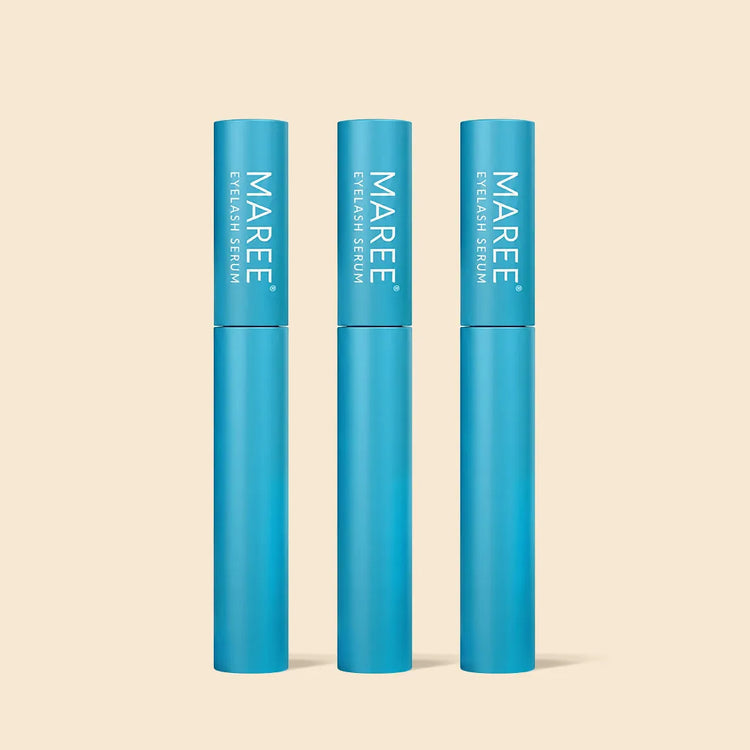 Maree Lash and Brow Growth Serum featuring a sleek bottle with applicator for fuller-looking lashes and brows.