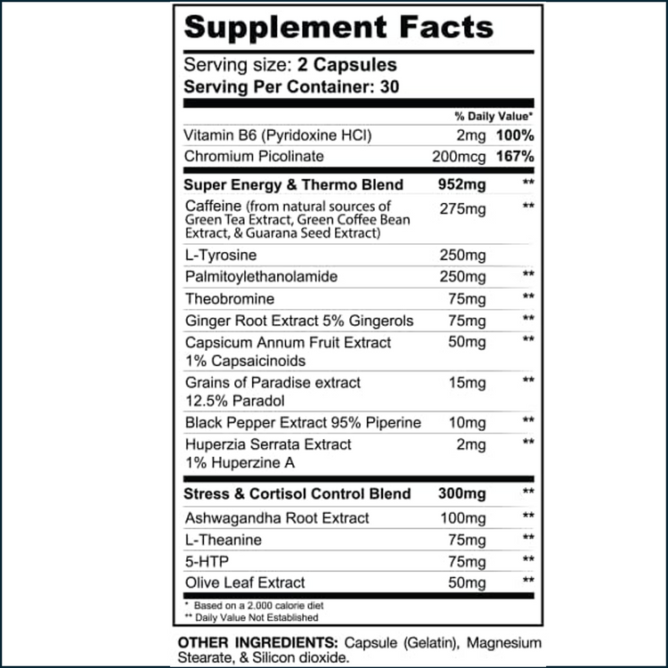 Gaspari DTN8 weight loss supplement bottle with nutritional label and 60 capsules, designed to support fat burning and metabolism.