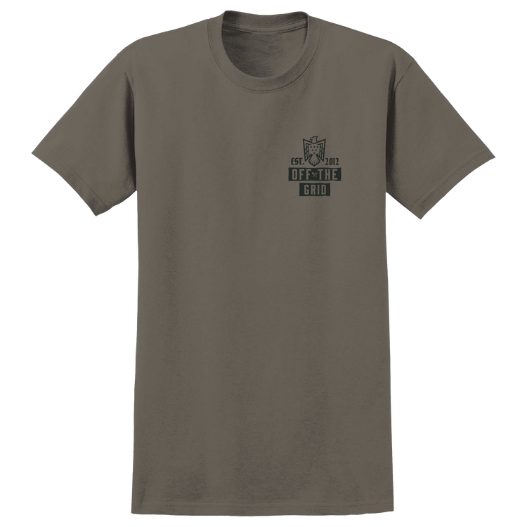 Black Soaring Eagle T-shirt by Off The Grid Surplus featuring a detailed eagle graphic on the front.