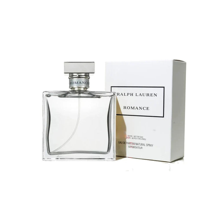 Ralph Lauren Romance tester Eau de Parfum spray for women, 3.4oz, with elegant floral bottle design.