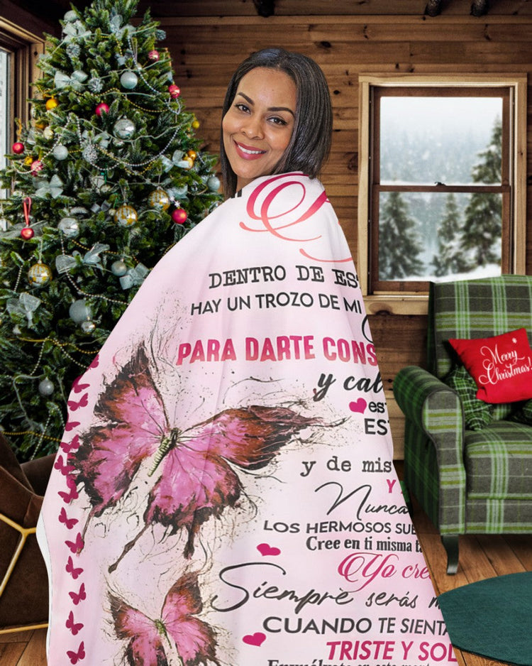Soft Sherpa-lined pink blanket for daughter, cozy gift for comfort and warmth, 30x40 inches from TEELUVS.COM.