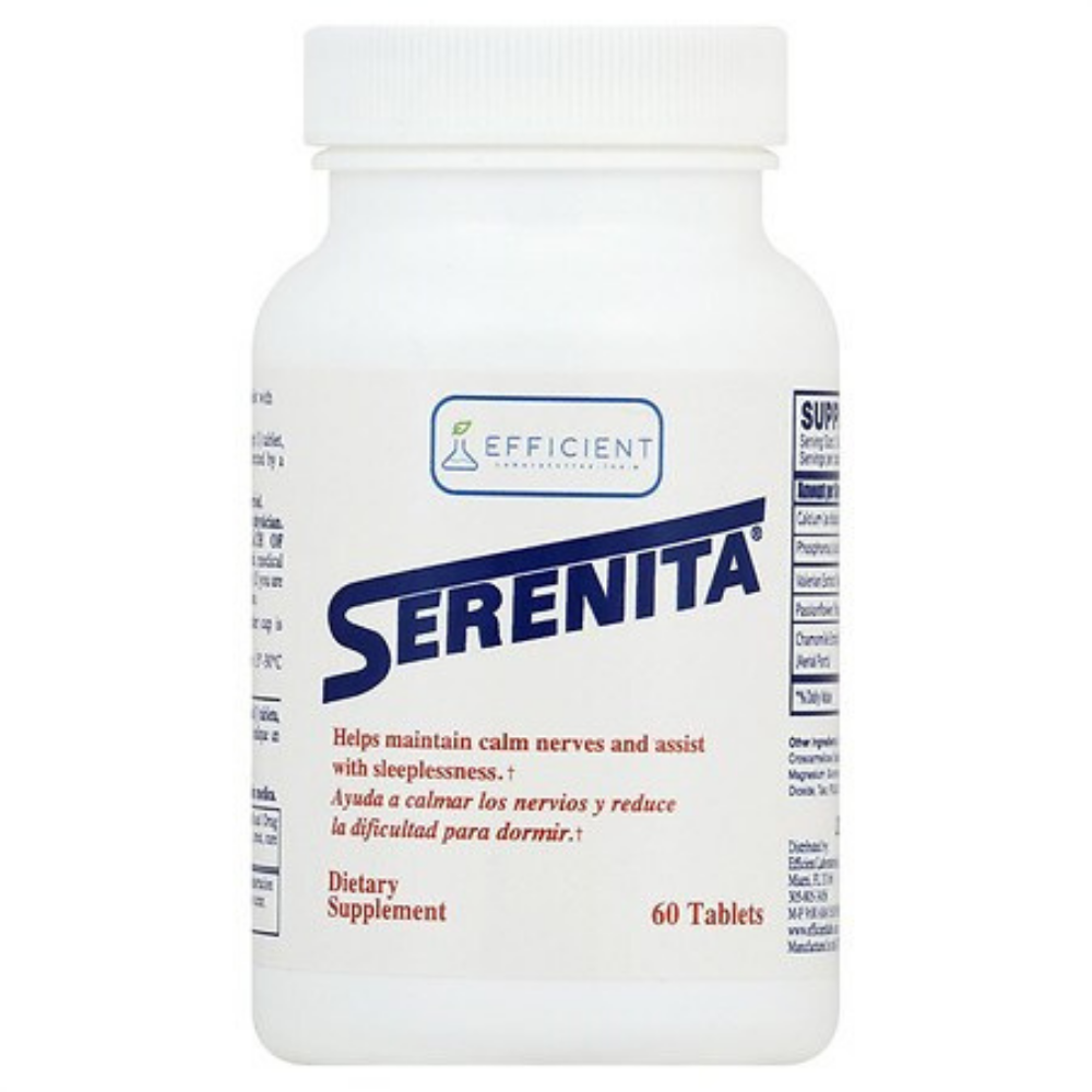 Serenita Calm Nerves & Sleep Supplements by Farmacias Savia, 60 tablets, herbal vitamin and supplement for relaxation and sleep support