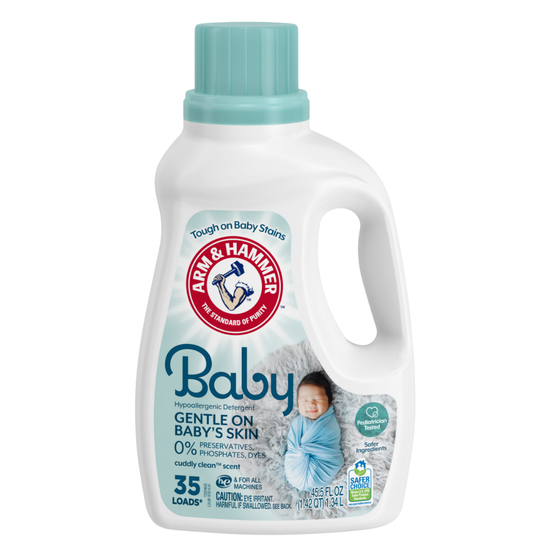 Arm & Hammer Baby Hypoallergenic Laundry Detergent Clean Scents 45.5oz bottle, gentle for baby clothes and sensitive skin