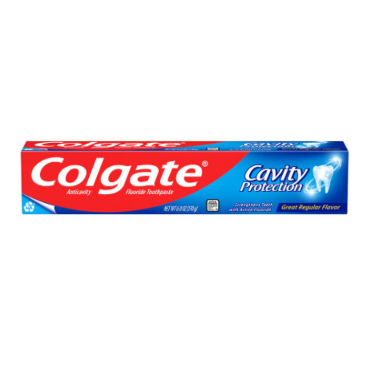 Colgate Cavity Protection Toothpaste with Fluoride in 8 oz tube, ideal for oral care and cavity prevention.