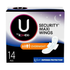 U by Kotex Security Maxi Pads with Wings Overnight in 14-count, featuring comfortable absorbent design for overnight protection