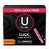 U by Kotex Click Compact Super Plus Tampons, 16-count pack, discreetly displayed with the tampons visible in the image.