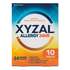 Box of Xyzal Allergy 24HR Tablets by Farmacias Savia, showing 10 levocetirizine antihistamine tablets in blister pack.