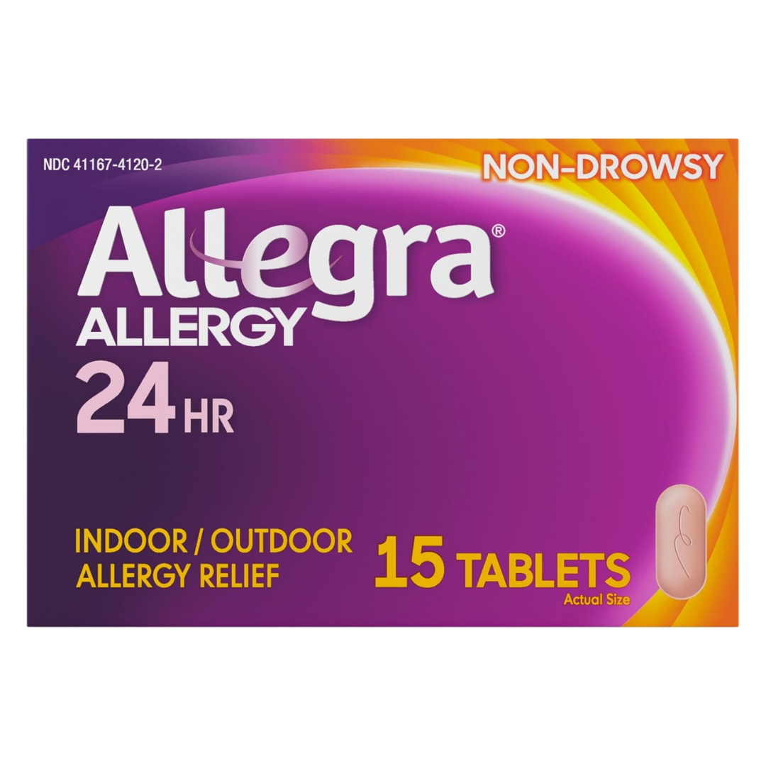 Allegra Allergy 24HR tablets by Farmacias Savia, fexofenadine 180mg, 15-count blister pack, medication for allergy relief
