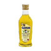Extra virgin olive oil from Goya, ideal for cooking and dressing, in a 8.5 fl oz bottle, displayed with a clear label.