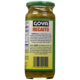 Recaito base Goya de culantro, cebolla y ajo en 12 oz jar, fresh ingredients for flavorful Latin cooking.