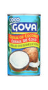 Sweetened Goya coconut cream in a 15 oz container, ideal for desserts and drinks, from Farmacias Savia.