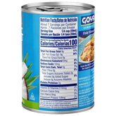 Un frasco de leche de coco Goya sin endulzar para cocinar y hornear, 13.5 fl oz, con etiqueta visible en la botella.