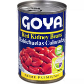 Canned Goya Red Kidney Beans (Habichuelas Coloradas) in 15.5 oz can, with beans visible inside the label.