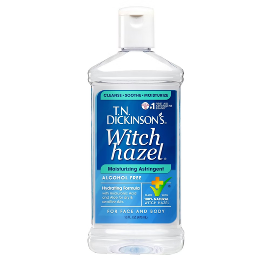 Farmacias Savia alcohol-free witch hazel astringent in a 16oz bottle, with a clear label and white cap.