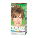 Clairol Balsam Color Variety kit with light brown hair dye and conditioner in packaging, suitable for hair coloring.