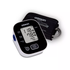 Omron upper-arm blood pressure monitor, medical device with cuff and digital display for accurate blood pressure readings.