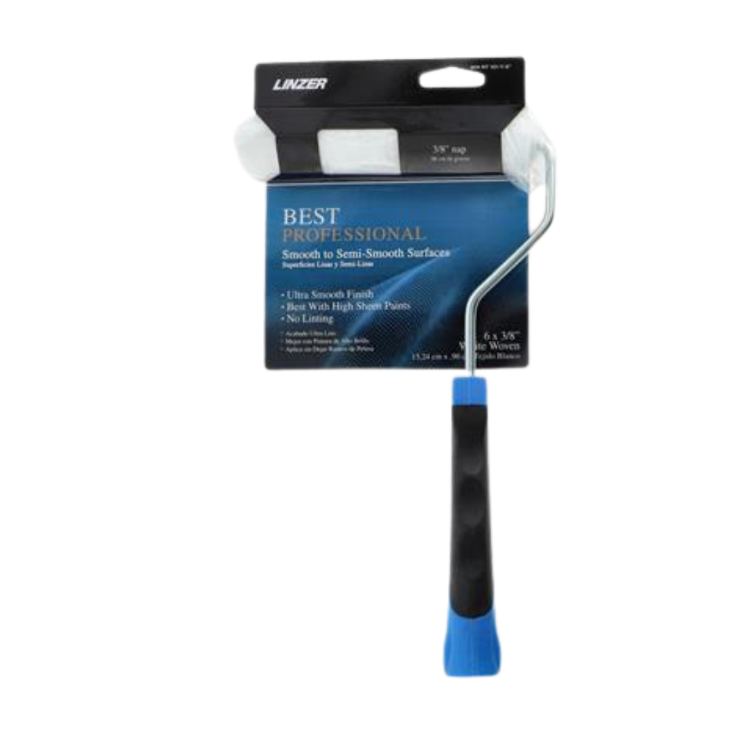 Farmacias Savia finishing paint roller with orange handle and white roller for smooth wall painting tasks.