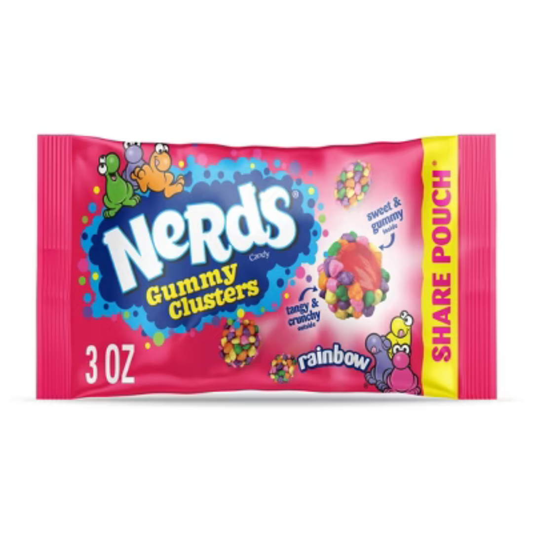 Farmacias Savia Nerds Gummy Clusters Share Pack, colorful gummy candy in a 5oz bag, sweet and chewy treat.