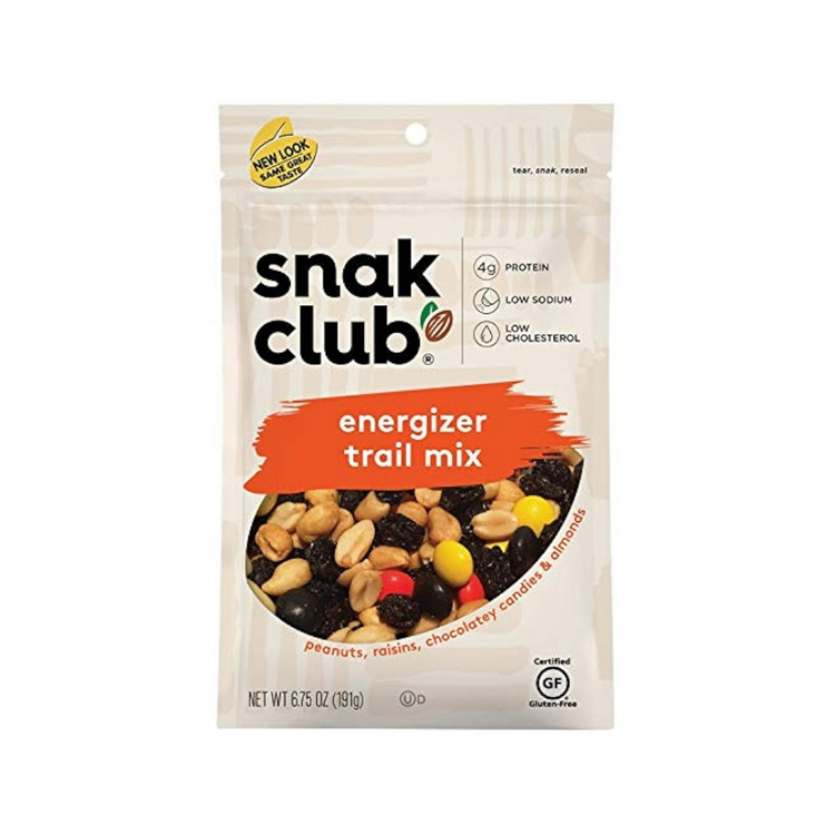 Snack Club Energizer Trail Mix high-protein snack in a 2.75oz packet, featuring mixed nuts and dried fruits, by La Comprita.