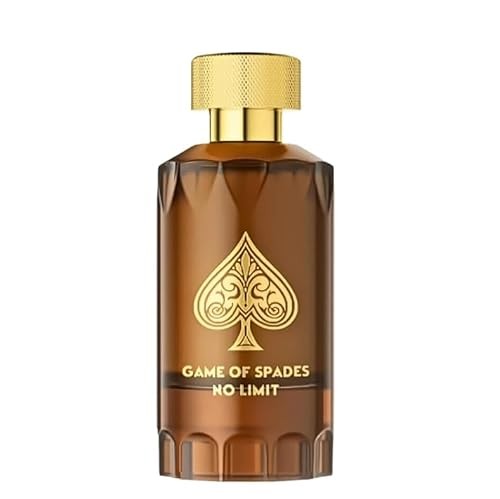 Unisex Game of Spades No Limit parfum spray by Jo Milano, 3.4 oz, featuring a sleek bottle design on a neutral background.