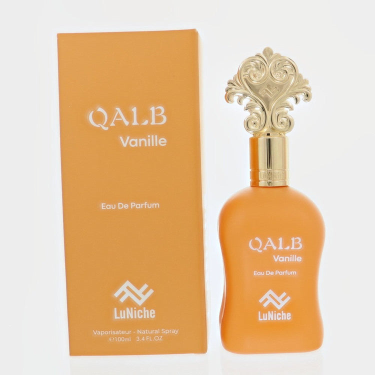 Unisex Luniche Qalb Vanille EDP spray by Farmacias Savia in a 3.4 oz bottle, featuring a vanilla fragrance with elegant packaging.