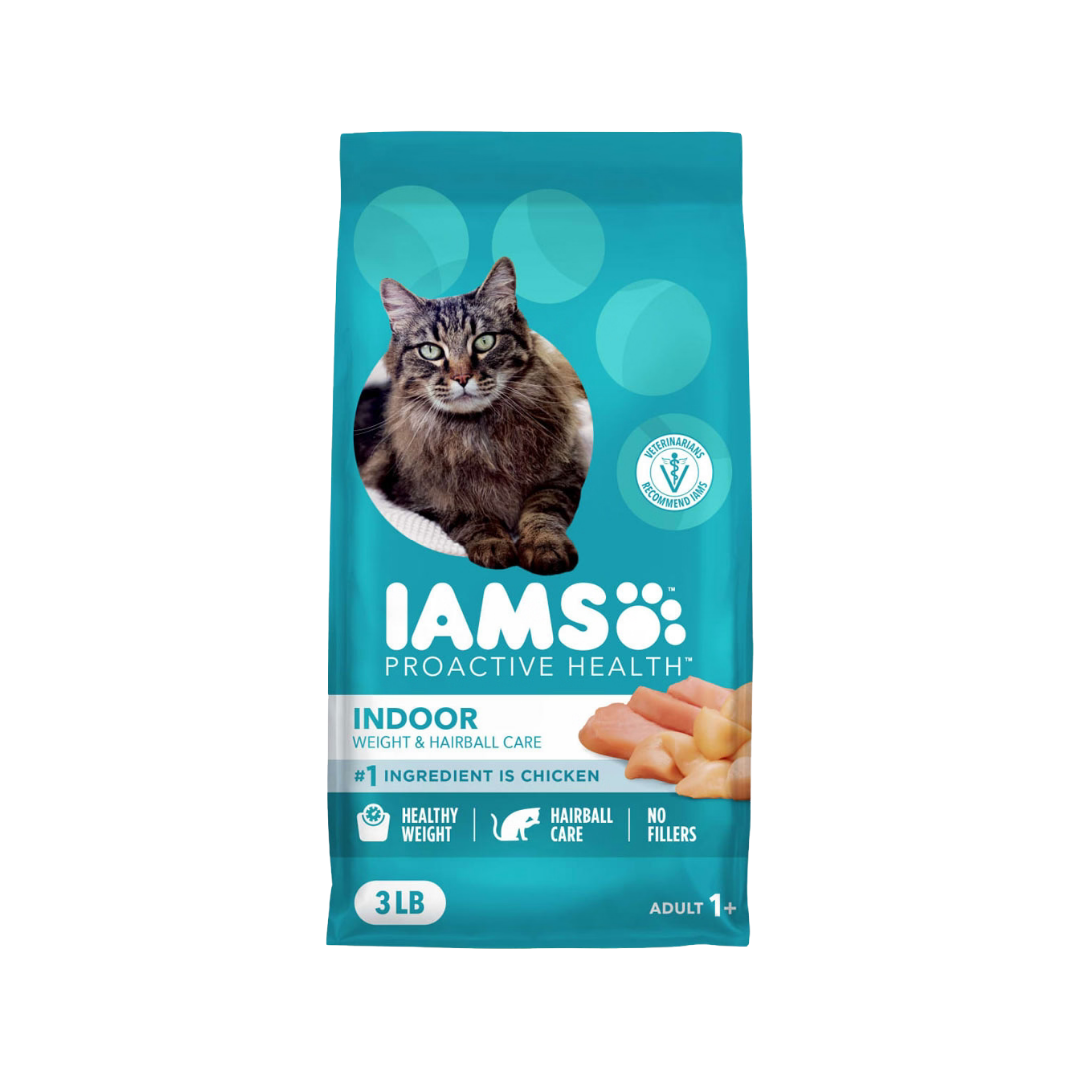 Farmacias Savia IAMS Proactive Health Indoor Cat Food with chicken and turkey for weight management and hairball control, 3lb bag