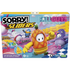 Hasbro Sorry! Sliders Fall Guys Ultimate Knockout game featuring colorful game board and sliding pieces for family fun.