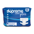 Supreme Care Plus Heavy Incontinence Diapers Medium pack with 18 disposable adult diapers, featuring absorbent design and secure fit.