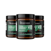 Upgraded Formulas® Total Longevity Upgrade supplement bottle with label, showing dietary supplement for health and vitality.