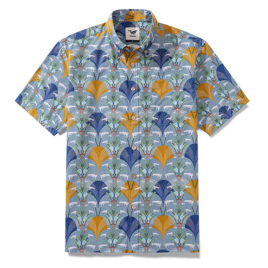 Men's Hawaiian Shirt Deco Arum Lily Delights Print By Lisette Niemand Cotton Button-down Short Sleeve Aloha Shirt