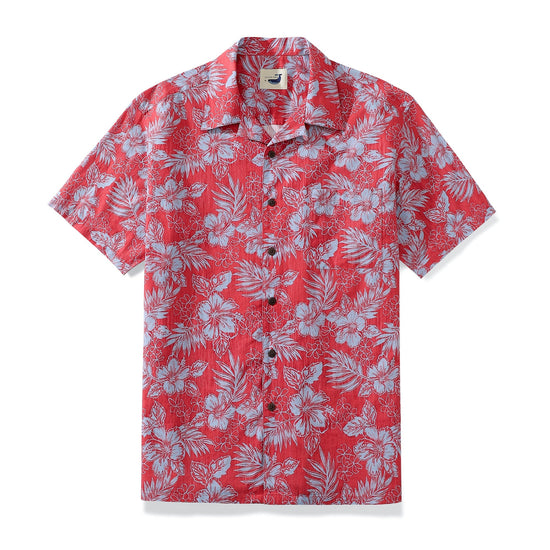 Red Hibiscus Tropical Leaves Men&