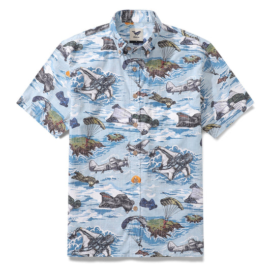 Men's Hawaiian Shirt Flight of the Falcons Cotton Button-down Short Sleeve Aloha Shirt