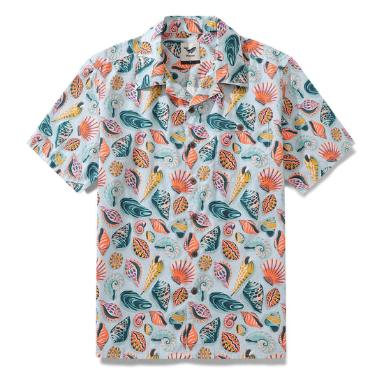 Hawaiian Shirt For Men Sublime Shells By Amy Suther Shirt Camp Collar 100% Cotton