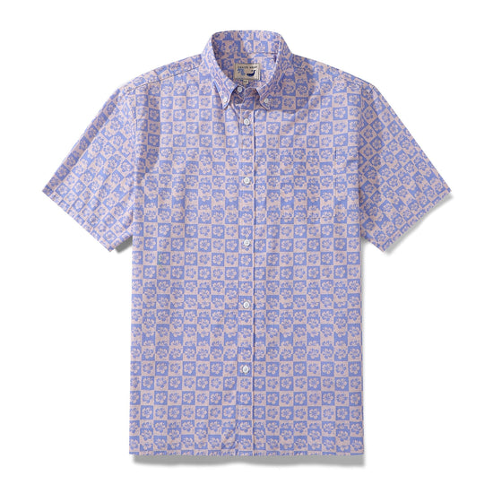Hawaiian Shirts For Men Retro Hibiscus Print 100% Cotton Short Sleeve