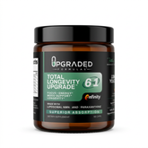Upgraded Formulas® Total Longevity Upgrade supplement bottle with label and capsules on a white background.
