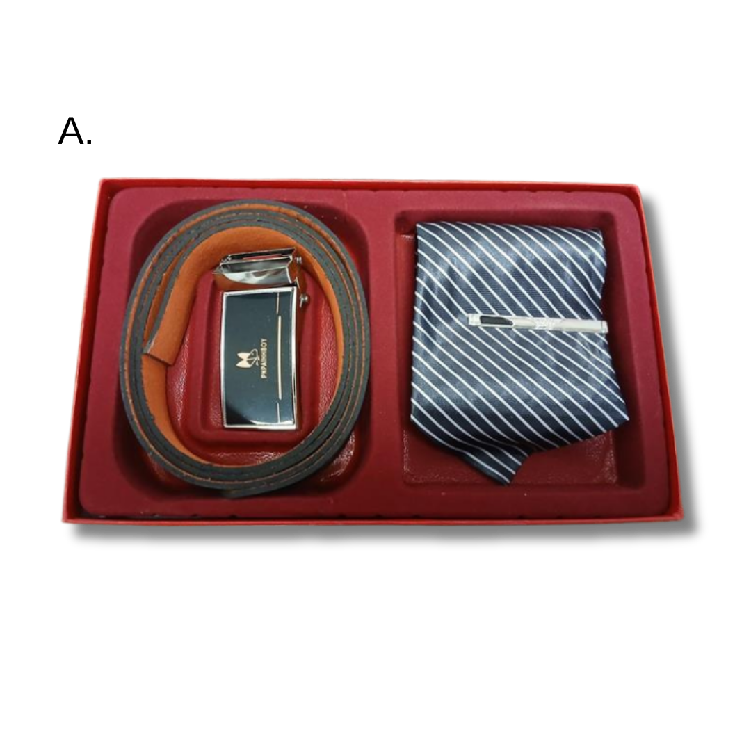 Gift set for men by Farmacias Savia, featuring grooming products and accessories in a stylish package.