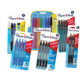 Pack Surtido Paper Mate escolar with various pens and mechanical pencils, featuring colorful designs and different writing tips.